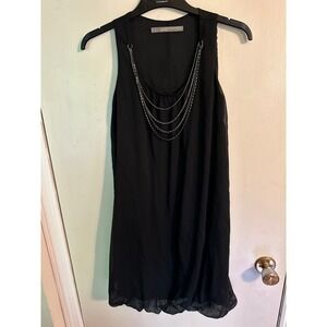 Zara Black Dress Sleeveless Chain Necklace‎ Detail Polyester XS